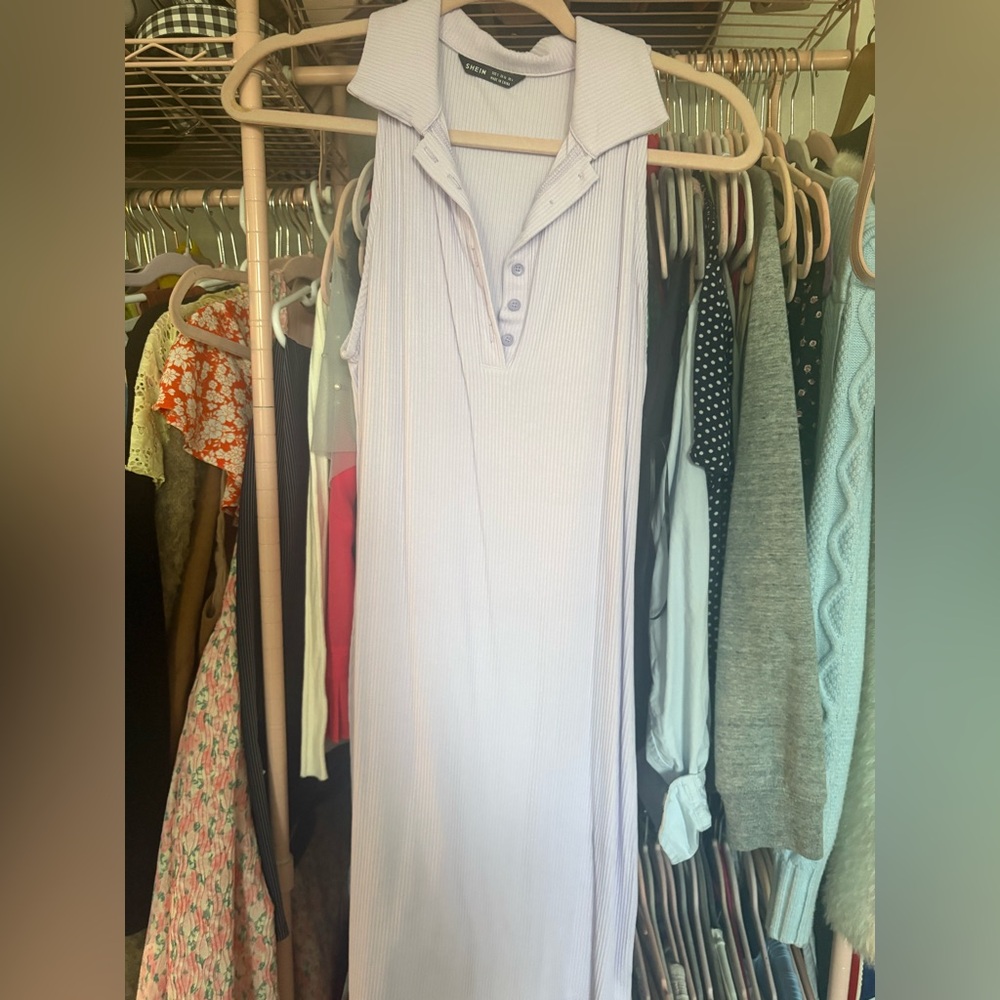 Sleeveless Lavender Striped Dress